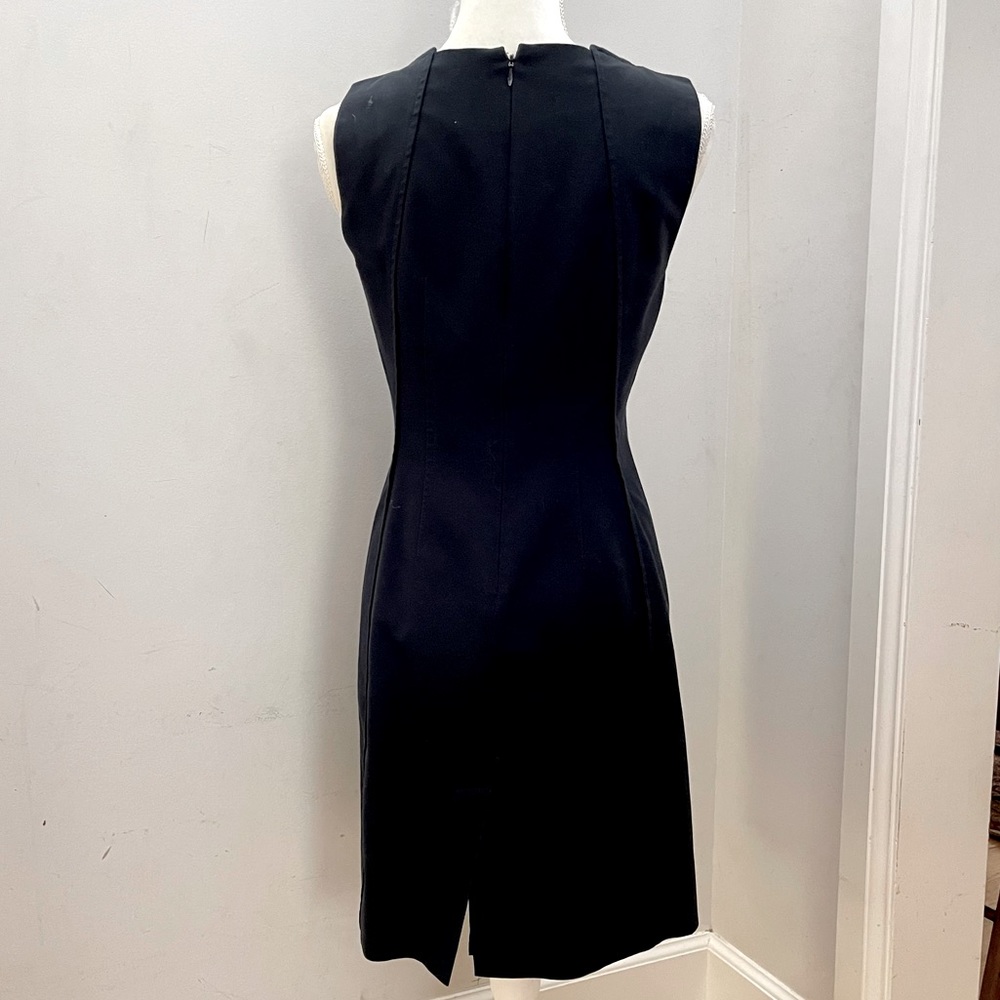 Tahari Fitted Navy Cotton Blend Sheath Dress, sz 6 - Picture 3 of 8